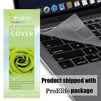 ProElife Keyboard Cover for MacBook Pro with Touch Bar 13/15 Inch A2159 | Clear, Ultra-Thin (0.13 mm), TPU Protective Skin, Dust-proof, Precision Molded, Quiet Typing, Washable & Reusable - color: Clear