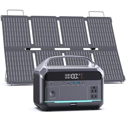 DARAN Portable Power Station 600W with Solar Panel, 288Wh LiFePO4 Battery Solar Generator, 2h Fast Charging Compact Lightweight Power Station for Outdoor Camping, Emergency, RV