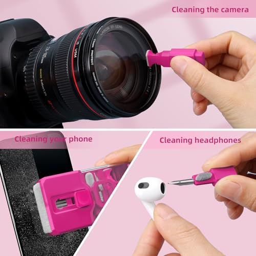 Keyboard Cleaner & Laptop Cleaning Kit, All-in-1 for Computer PC, HotPink | Electronics Deep Cleaning Reusable Brush Tool, Screen-Safe Spray, for iPhone iPad Macbook Airpod Camera, Gaming Accessories - color: HotPink