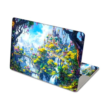 Aesthetic Laptop Skin Sticker, Enchanted Castle in Forest Waterproof Vinyl Laptop Decal, Removable Bubble Free, Reusable Protective Cover for 13 14 15 15.6 Inch - color: Enchanted Castle in Forest