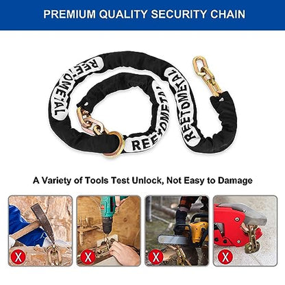 Heavy Duty Security Chain, 6 Foot x 3/8" Thick | Hardened Steel, Cut Proof, Anti-Theft Lock Chain, For Motorcycles, Bicycles, ATVs, Trailers, Containers - size: 6ft chain without lock