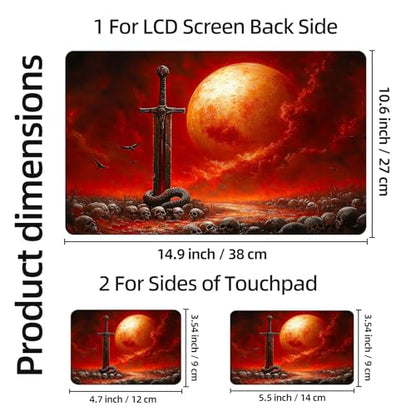Aesthetic Laptop Skin Sticker, Blood Moon Sword with Coiled Serpent Waterproof Vinyl Laptop Decal, Removable Bubble Free, Reusable Protective Cover for 13 14 15 15.6 Inch - color: Blood Moon Sword with Coiled Serpent