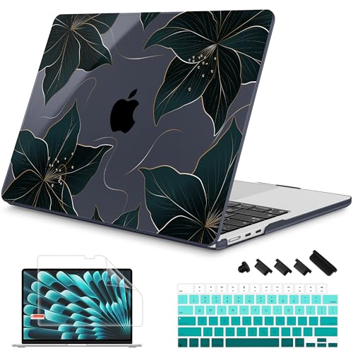 Mektron Designed for 2025/2024/2023 MacBook Air 15 INCH M4 A3241 /M3 A3114 /M2 A2941 Case, Printed Plastic Hard Shell Cover with 15.3" Liquid Retina Display Touch ID, Floral C218 - color: Floral C218
