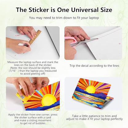 Laptop Skin Sticker Decal, Universal Reusable Vinyl Laptop Cover for 12" 13" 13.3" 14" 15" 15.4" 15.6" Notebook PC, Waterproof Scratch-Resistant with 2 Wrist Pads, Easy to Apply & Remove,Art Sun - color: Art Sun