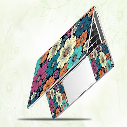 Laptop Skin Sticker Decal, Universal Reusable Vinyl Laptop Cover for 12" 13" 13.3" 14" 15" 15.4" 15.6" Notebook PC, Reusable Waterproof Scratch-Resistant with 2 Wrist Pads,Cute Art Flowers - color: Cute Art Flowers