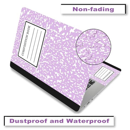 Laptop Decal Sticker Skin Cover, 11.6”12" 13" 13.3" 14" 15" 15.4" 15.6 inch Laptop Netbook Vinyl Skin Sticker Cover Art Notebook PC Protector (2 Wrist Pad Included), Purple Composition Book - color: Purple Composition Book