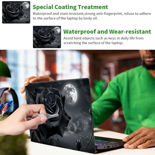 Laptop Skin Sticker Decal, Universal Protective Cover Fit 12 13 14 15.6 Inch Notebook, Reusable Water-Resistant Vinyl Decal w/ 2 Wrist Pads for Business Travel Office, Gray Roses - color: Gray Roses