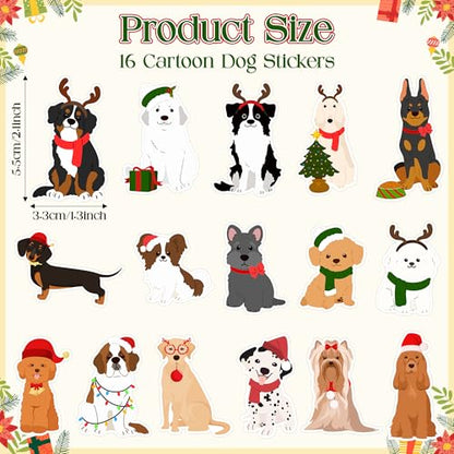 CNhoqc Christmas Dog Sticker Roll - 1000Pcs Cartoon Christmas Dog Waterproof Vinyl Reusable Laptop Sticker Coloring Book Scrapbook Water Bottle Page Activity Pad Winter Party Favor Skateboard Giftwrap - style: Christmas Dog