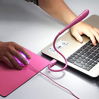 SOON GO Pink Mouse and Pad USB LED Light 3 in 1 Gift Comb Kids Mouse for Laptop Home Office Travel - color: Light pink
