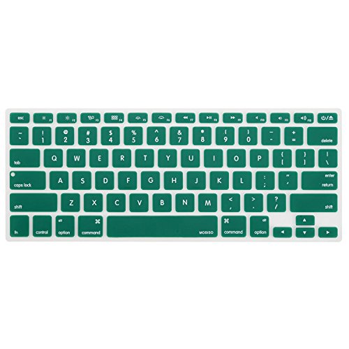 MOSISO Silicone Keyboard Cover Compatible with MacBook Air 13 inch A1466 A1369 2010-2017&Compatible with MacBook Pro 13/15 inch (with/Without Retina Display, 2015 or Older Version), Peacock Green - color: Peacock Green
