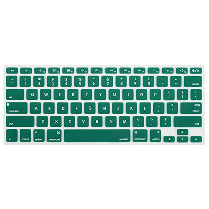 MOSISO Silicone Keyboard Cover Compatible with MacBook Air 13 inch A1466 A1369 2010-2017&Compatible with MacBook Pro 13/15 inch (with/Without Retina Display, 2015 or Older Version), Peacock Green - color: Peacock Green