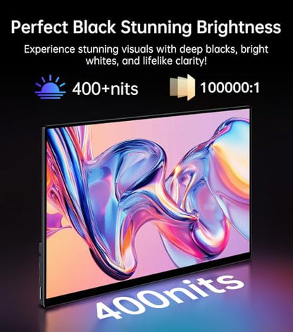 14" 4K Portable Monitor OLED, Touch Screen Monitor UHD 3840X2400p 100% DCI-P3 100000:1, USB-C HDMI Travel Monitor with Kickstand & Sleeve for Laptop Mac PC