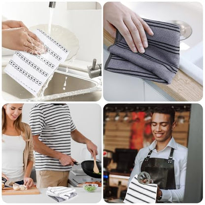 HOMEXCEL Microfiber Cleaning Cloth, Kitchen Towels 12 Pack, Lint Free, Scratch-Free, Highly Absorbent, Reusable Dish Towels for Kitchen and Household - color: White/Grey