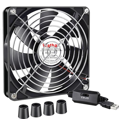 Wathai 140mm USB PC Case Computer Cooliing Fan 5V with Speed Controller | 140mm x 25mm USB Fan for Computer Case Receiver DVR PlayStation Xbox PS4 Router Cabinet Cooling - style: 140mm USB Fan