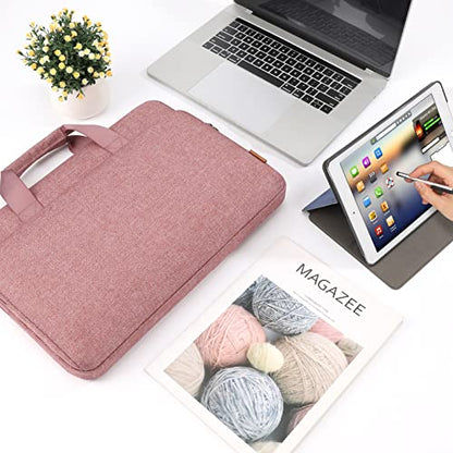 DOMISO 16 inch Laptop Sleeve Protective Case Cover Compatible with 16 16+ inch HP Dell ASUS Lenovo Chromebook,Waterproof Computer Cases Bag with Handle,Pink - color: Pink, size: 16"