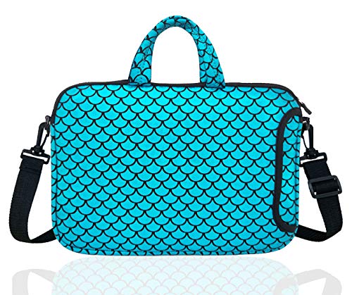 15.6-Inch Laptop Shoulder Carrying Bag Case Sleeve For 14" 15" 15.6 inch Macbook/Notebook/Ultrabook/Chromebook, Mermaid Scale (Blue) - color: Blue