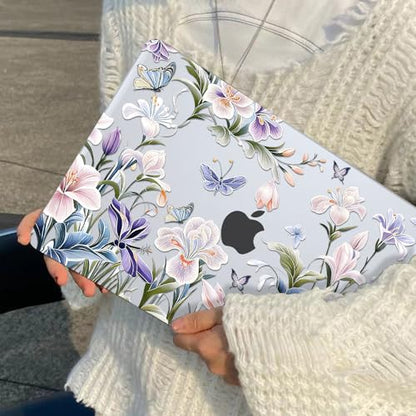 for MacBook Neo 13 inch Case 2026 A3404 with A18 Pro Chip, Anti-Scratch Slim Pattern Plastic Hard Shell Case 13-inch Neo Protective Cover with Keyboard Cover & Screen Film, Purple Flowers - color: Purple Flowers