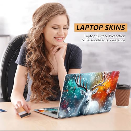 Laptop Skin Sticker for 12.1”-15.6“ Laptops (Fits 13”, 13.3”, 14”, 15”, 15.4”) | Protective Universal Reusable Vinyl Art Decal Cover | Waterproof & Scratch-Resistant-Christmas Deer - color: Christmas Deer