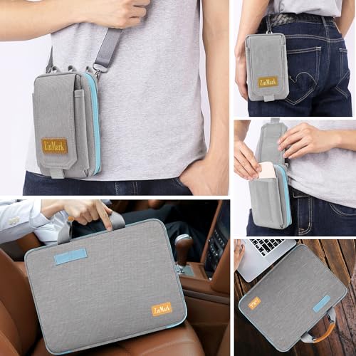 Laptop Case 15.6 Inch Briefcase Military-Grade Protection with Detachable Belt Bag, Compatible All Model of 15-16 Inch MacBook Pro and Most Popular 15.6 Inch Notebooks Chromebooks (Gray&Blue) - color: Gray&blue