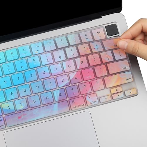 2 Pack Keyboard Cover Skin for 2026-2023 MacBook Air 13" 15" M5 M4 M3 M2, 2026-2021 MacBook Pro 14" 16" M5 M4 M3 M2 M1 Pro/Max, 14.2" 16.2" MacBook Pro /13.6" 15.3" MacBook Air, US, Stylish Colorful - color: Colorful+TPU