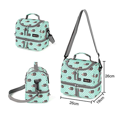 Tilami Rolling Backpack 18 inch Double Handle with Lunch Bag Wheeled Kids Backpack for Girls and Boys, Hedgehog Green - color: Hedgehog Green