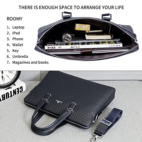 FSD.WG]Business Bag Leather Briefcase Shoulder Laptop Business Bag for Men - color: Blue