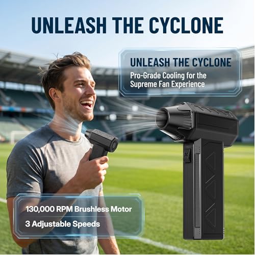 Mini Air Blower 4-in-1 130K RPM Turbo Fan - Cordless Duster PC | 120g thrust, 3-speed, 4 nozzles, USB-C, ultra quiet. 4-pc kit + waterproof bag. For PC, keyboard, car, camping.