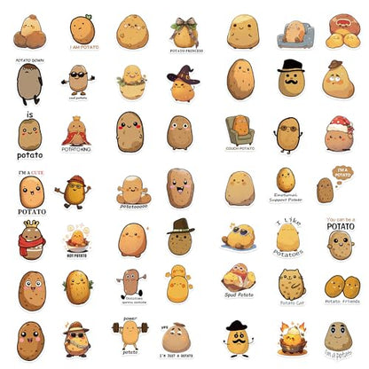 50 Pcs Funny Potato Stickers, Cute Kawaii Potato Character Decals, Waterproof Vinyl Sticker Pack for Laptop, Water Bottle, Journal for Kids & Adults(Potato) - color: Potato
