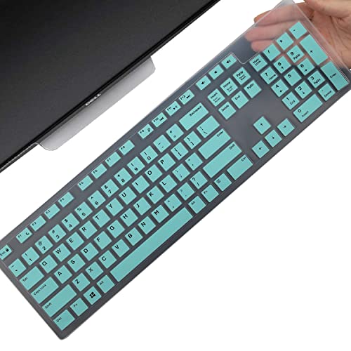 Keyboard Cover Skin for Dell KM636 KB216 KB216t KB216d KB216p Wired & Wireless Keyboard, Dell Optiplex 5250 3050 3240 5460 7450 7050, Dell Inspiron Desktop 24" 27" 5400 5490 7700 7790 3475 3670 3477 - color: Hot blue