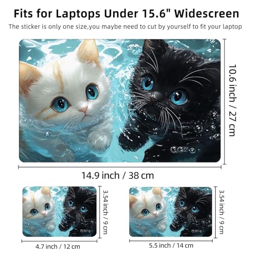Aesthetic Laptop Skin Cover,12-15.6 Inch Universal Vinyl Sticker Decal,Waterproof Scratch-Resistant Notebook Wrap,Removable Residue-Free Protector,Cute Cats Swimming - color: Cute Cats Swimming
