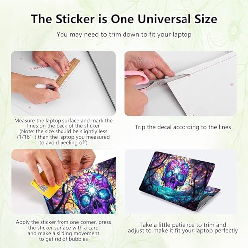 Laptop Skin Sticker Decal, Universal Reusable Vinyl Laptop Cover for 12" 13" 13.3" 14" 15" 15.4" 15.6" Notebook PC, Waterproof Scratch-Resistant with 2 Wrist Pads, Easy to Apply & Remove,Art Skull - color: Art Skull