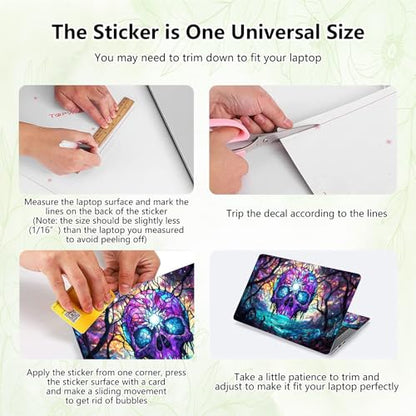 Laptop Skin Sticker Decal, Universal Reusable Vinyl Laptop Cover for 12" 13" 13.3" 14" 15" 15.4" 15.6" Notebook PC, Waterproof Scratch-Resistant with 2 Wrist Pads, Easy to Apply & Remove,Art Skull - color: Art Skull