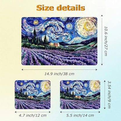 Universal Laptop Skin Sticker with 2 Wrist Pad Decals, 3-Piece Removable Vinyl Laptop Cover, Lavender Starry Sky Waterproof Anti-Scratch, Easy-Trim Fit for 13.3" 14" 15.6" Laptops - color: Lavender Starry Sky