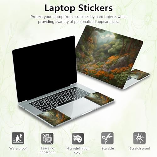 Laptop Skin Sticker Decal, Universal Reusable Vinyl Laptop Cover for 12" 13" 13.3" 14" 15" 15.4" 15.6" Notebook PC, Waterproof Scratch-Resistant with 2 Wrist Pads, Easy to Apply & Remove,Forest Art - color: Forest Art