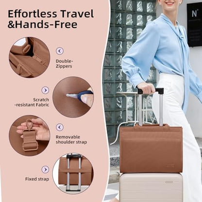 Laptop Tote Bag for Women, Large Canvas Totes with Zipper and Key Fob, Work School Bag Travel Bag Teacher Nurse Purse - color: Brown
