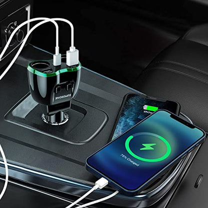 SUPERONE 180W 2-Socket Cigarette Lighter Splitter with QC3.0 & 20W PD USB C | 2026 Upgraded Cigarette Lighter Adapte, USB C Car Charger Splitter for GPS/Dash Cam/Laptop/iPad/iPhone 17/16/15/14/13/12 - color: Green