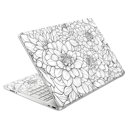 Laptop Skin Decal HP 15.6" - Black White Botanical, Laptop Cover Sticker, No Cutting Required, No Bubble, Waterproof, Scratch Resistant - Including Wide Screen and Wrist Pad - size: 15.6 inch