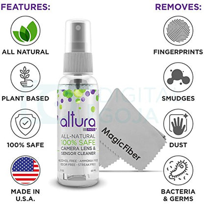 Altura Photo Camera Cleaning Kit, APS-C Sensor Cleaner for DSLR Mirrorless | Streak-Free Results, Includes All-Natural Cleaner, Swabs, Pen, Blower, Brush, Cloth & Hard Case - style: APS-C