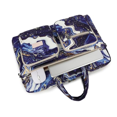 Laptop Shoulder Bag15.6inch women men Waterproof 16inch Computer Bags Women Business Office Work Bag Briefcase 14 inch case - color: Blue Marble