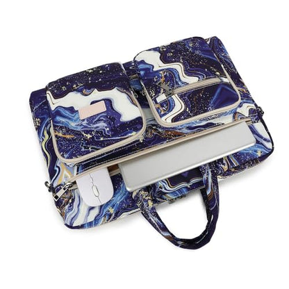 Laptop Shoulder Bag15.6inch women men Waterproof 16inch Computer Bags Women Business Office Work Bag Briefcase 14 inch case - color: Blue Marble