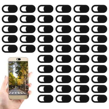100 Pcs Webcam Cover Slide, 0.023 Inch Black Ultra-Thin Universal Laptop Camera Cover Slide for Laptop, Computer, Phone Protect Your Privacy and Security