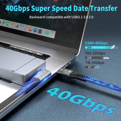 USB4 Cable, with Thunderbolt 4, 240W Charging, 40 Gbps Data, 8K @ 60Hz HDR, USB C to USB C Cable, 90Degree for MacBook,Hub, Dock, M2, M3, Mac SSD (90Degree USB4 40G 240W 2M) - size: 90Degree USB4 40G 240W 2M