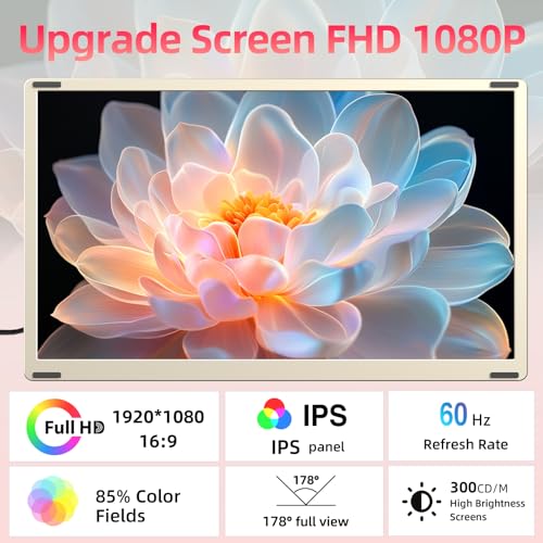LOSC 15.6" Laptop Screen Extender, Triple Portable Monitor with FHD 1080P IPS Display, 120% sRGB, 235° Rotation and Plug and Play Setup for 13-17.3" Mac, Windows & ChromeOS Laptops