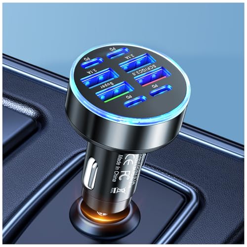 Car Charger Adapter with 8 Ports,40W 12V-24V Car Cigarette Lighter Adapter Includes 4 Type-C & 4 USB,Universal Fast Cars Charger Port Cars Accessories for Phone,Tablet,Dash Cam - color: 8 Ports
