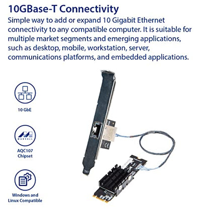 IO Crest 10 Gigabit M.2 M Key Ethernet Network Expansion Card - size: 1-Port 10G M2, style: 10 Gigabit