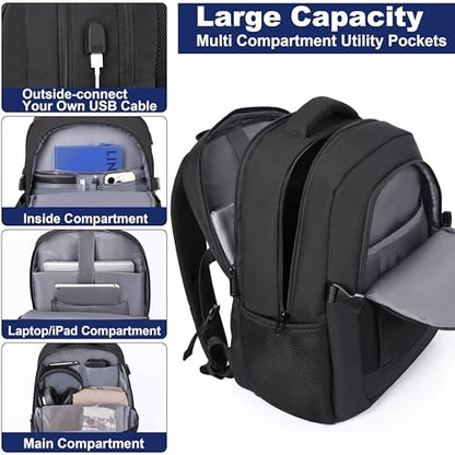 DEYACE Laptop Backpack 17 Inch Large Computer Bag for Men with USB Charger Port 18x14x8 Flight Approved Personal Item Travel Laptop Backpacks