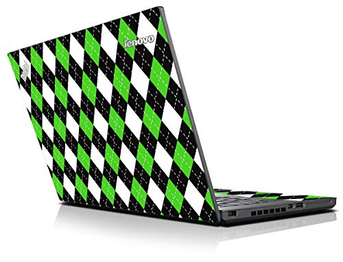 LidStyles Vinyl Protection Skin Kit Decal Sticker Compatible with Lenovo Thinkpad T440p (Black and Green Argyle) - color: Black And Green Argyle