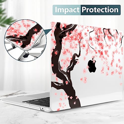 TWOLSKOO for MacBook Air 13 inch Case M5 2026 M4 2025 M3 M2 2024-2022 A3449 A3240 A3113 A2681, Plastic Hard Shell & Keyboard Cover & Screen Film for MacBook Air 13.6 inch Case, Cherry Blossoms - color: Cherry Blossoms
