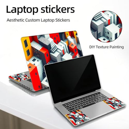 Universal Laptop Skin Sticker Decal, 12"-15.6" Aesthetic Vinyl Wrap, Geometric 3D Cubes Abstract Waterproof Notebook Cover Art Protector for MacBook HP Dell Lenovo, Fits 13" 14" 15" 15.6" - color: Geometric 3D Cubes Abstract
