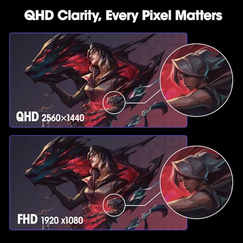 KOORUI Gaming Monitor, QHD 24" Nano IPS Display, 1440P 165Hz Computer Monitor, 1ms 2K PC Screen, 100% sRGB, Adaptive Sync, Height/Tilt/Pivot Adjustment, HDMI, DisplayPort, GP01 - size: 24"/QHD/165Hz